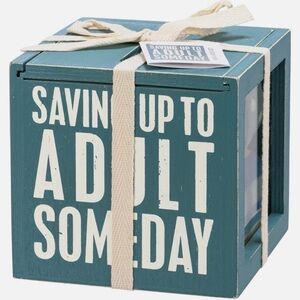 Primitives by Kathy “Saving Up to Adult Someday” Coin Bank & Sock Set